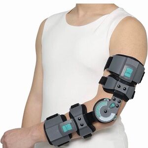DOUKOM Hinged Post Op Elbow Brace, Adjustable Range of Motion Support -LEFT SIDE